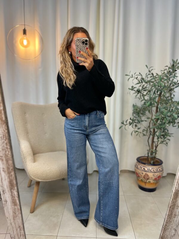 Jeans Straight Leg Strass 112