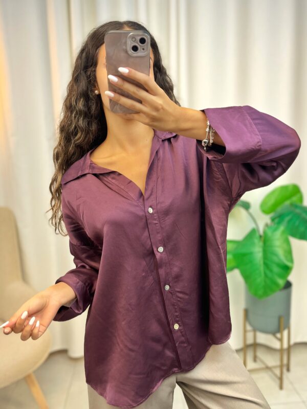 Camisa Satinada Berenjena